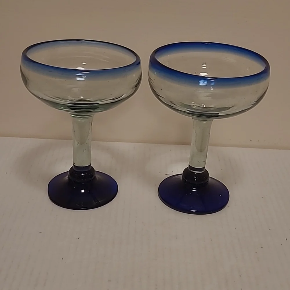 Pair of Beautiful Handblown Margarita Glasses